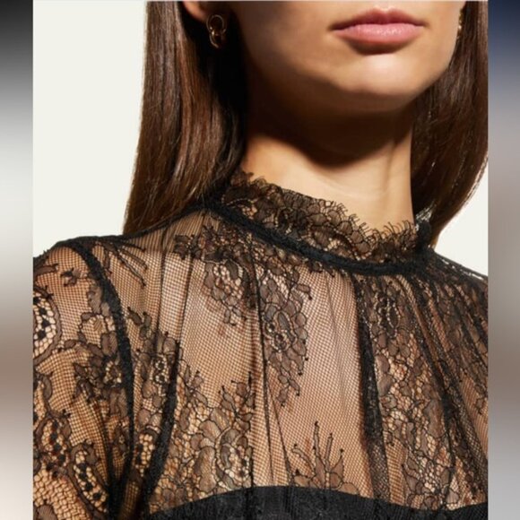 NWOT SIMKHAI Kehlani Sheer Lace Short-Sleeve Peplum Bustier Top size XS US 2 - Picture 3 of 7